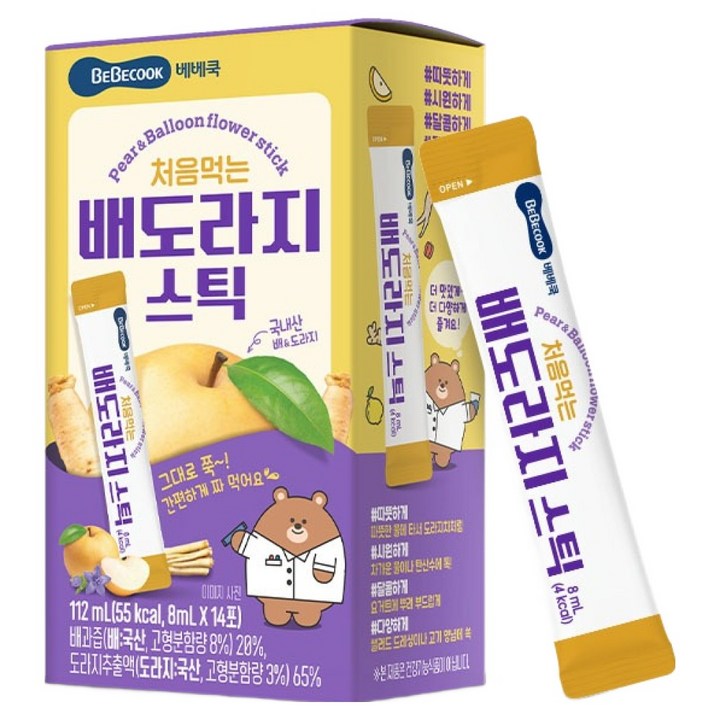 베베쿡 처음먹는 배도라지 스틱, 112ml, 1개