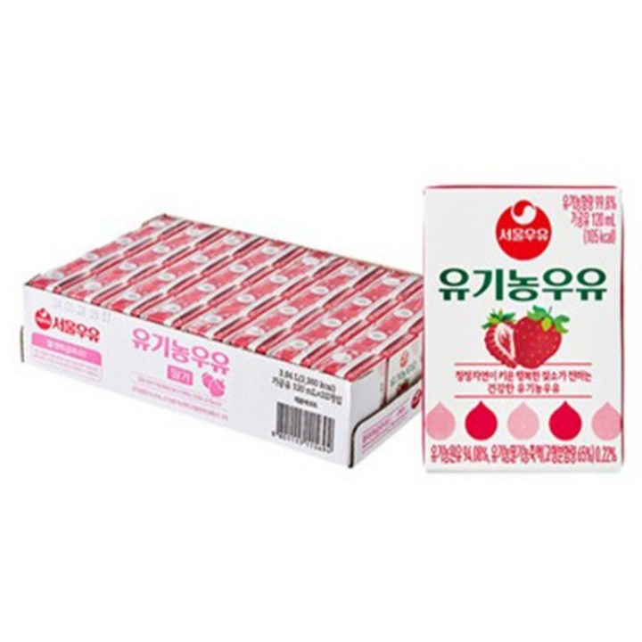서울우유 유기농우유 딸기, 120ml, 32개