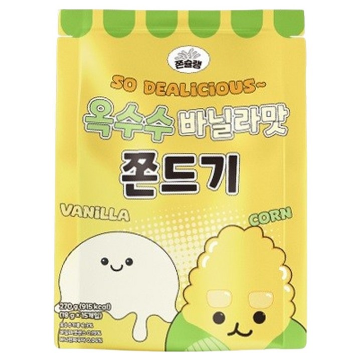 쫀슐랭 옥수수 바닐라 쫀드기 쫀득이 과자 간식, 1개, 270g