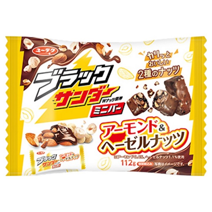 유라쿠세이카 블랙썬더 미니바 아몬드앤헤이즐넛, 112g, 1개
