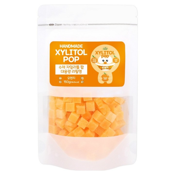 자일리톨팝 파우치 오렌지, 150g, 1개