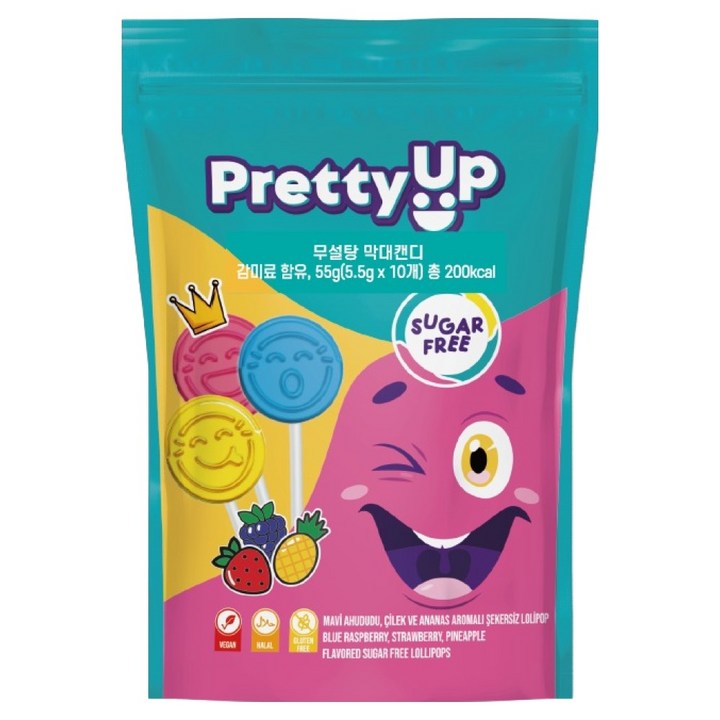 드루칸 프리티업 무설탕 막대 캔디 10p, 55g, 1개