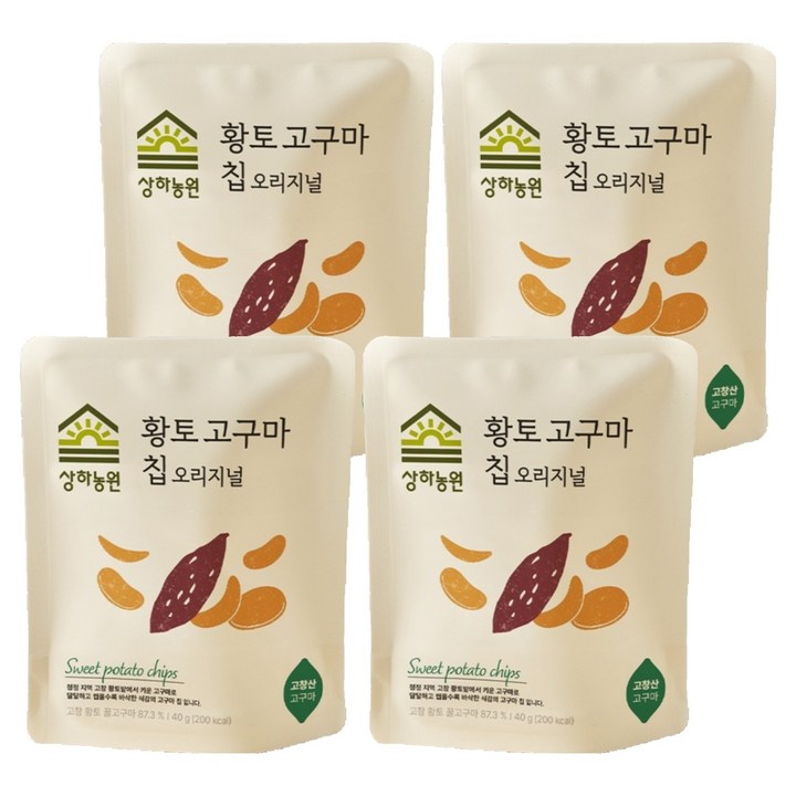 상하농원 황토고구마칩 오리지널, 40g, 4개