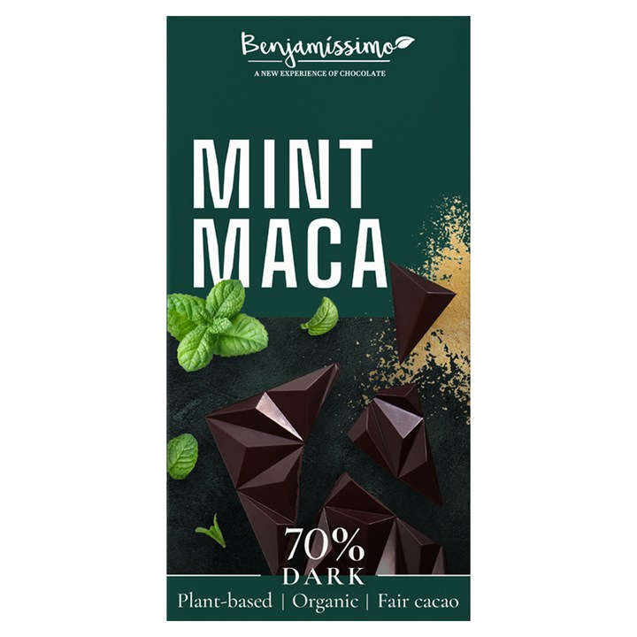벤자미시모 유기농 민트마카 다크 70 초콜릿, 60g, 1개