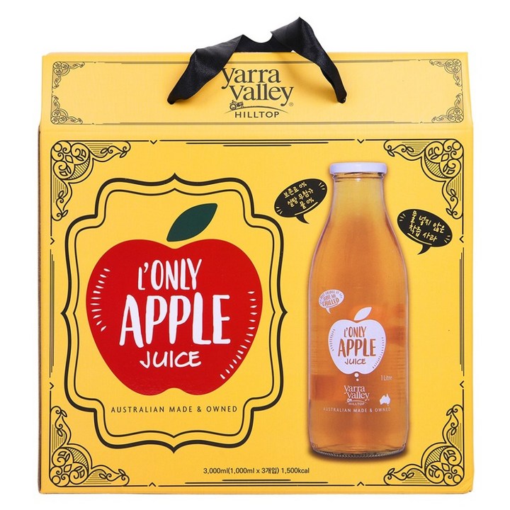 야라밸리 착즙 사과주스 선물세트, 3개, 1L