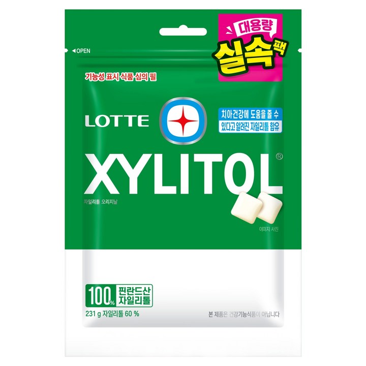 롯데자일리톨 오리지날 대용량 실속팩 리필, 231g, 1개