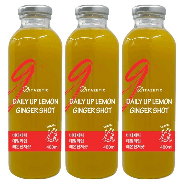 비타제틱 데일리업 레몬진저샷 생강 커큐민, 3개, 480ml