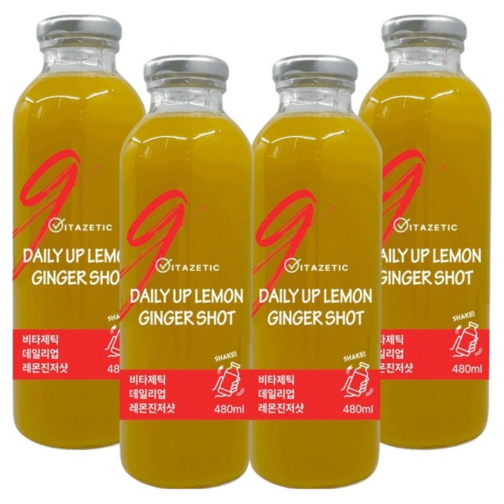 비타제틱 데일리업 레몬진저샷 생강 커큐민, 4개, 480ml