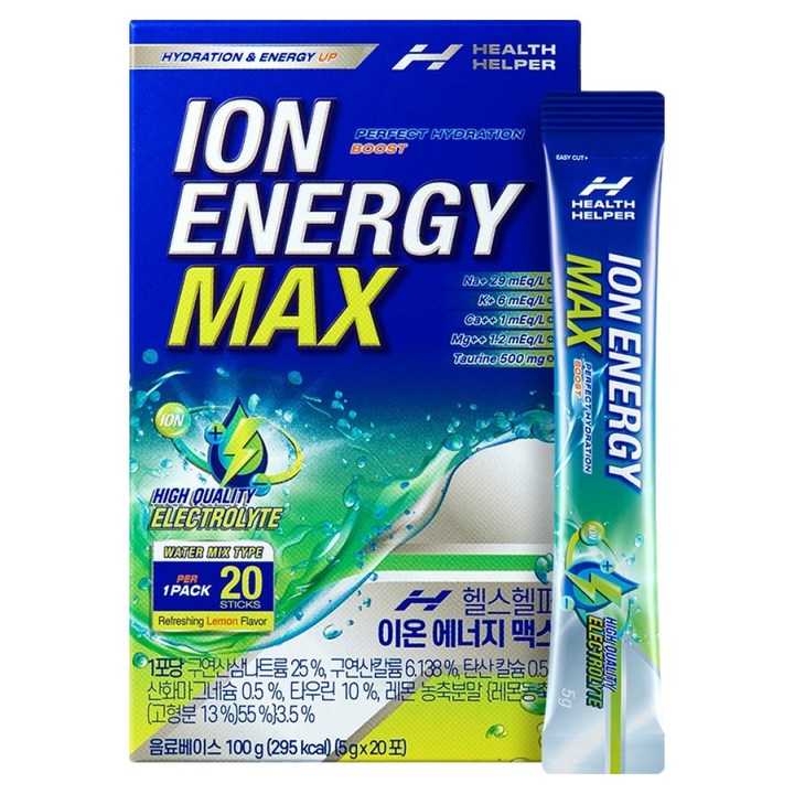 헬스헬퍼 이온 에너지 맥스 전해질 타우린 워터, 5g, 20개