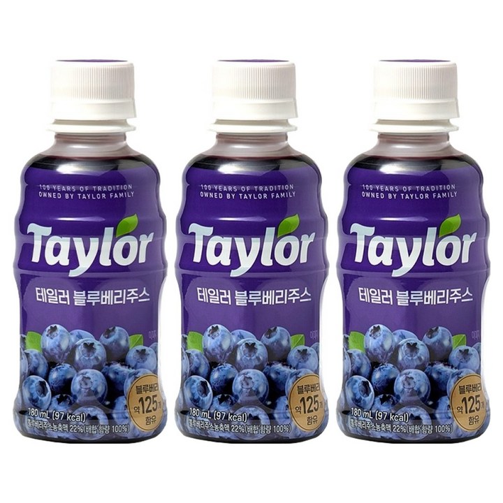 테일러 블루베리 주스, 3개, 180ml