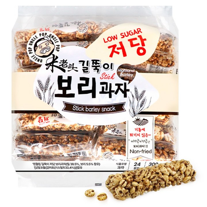 엉클팝 길쭉이 저당 보리과자, 1개, 300g