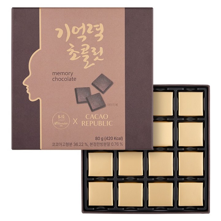카카오리퍼블릭 본정 기억력 초콜릿, 80g, 1개