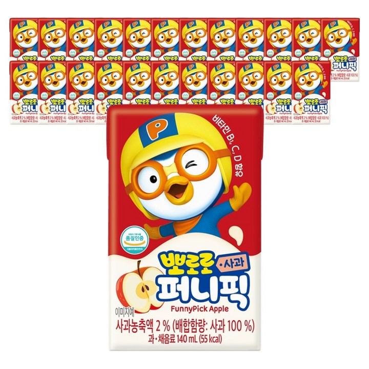 아이코닉스 뽀로로 퍼니픽 사과 주스, 24개, 140ml