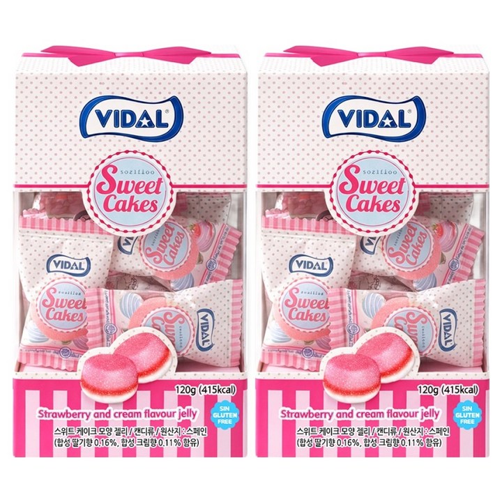 비달 스위트 케이크 모양 젤리 기프트 박스, 120g, 2개
