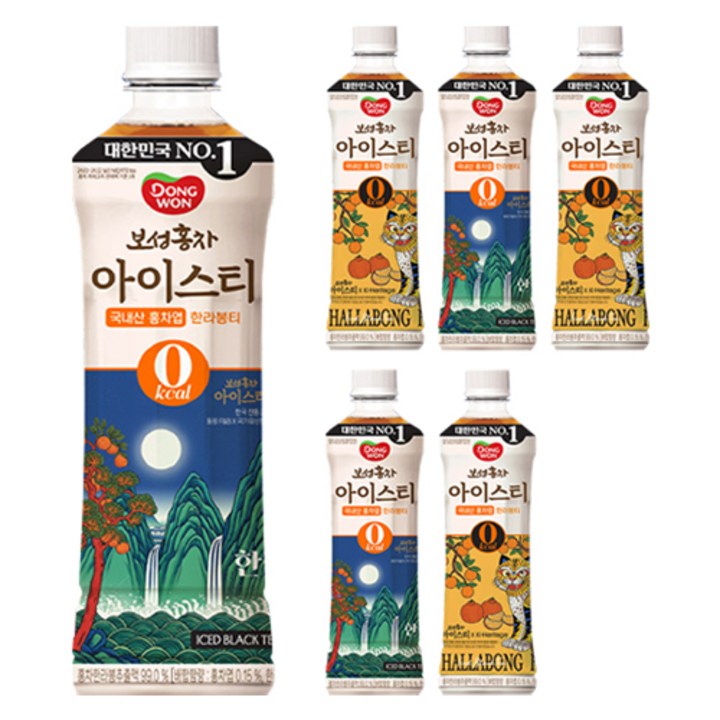 동원보성홍차 아이스티 한라봉 랜덤발송, 500ml, 6개