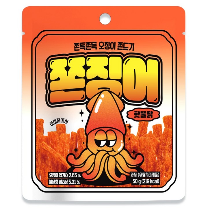 쫀슐랭 쫀징어 과자 핫불닭맛, 50g, 1개