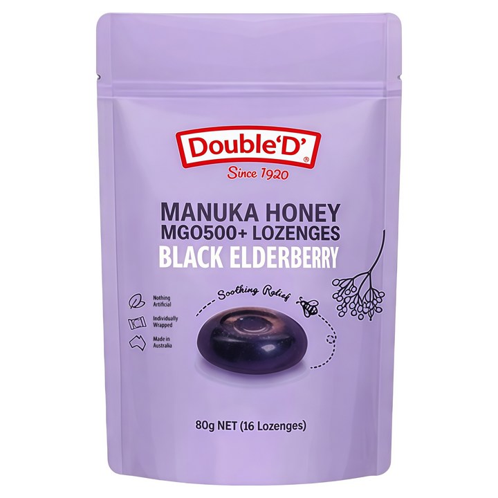 DoubleD 마누카꿀 블랙엘더베리 캔디, 1개, 80g