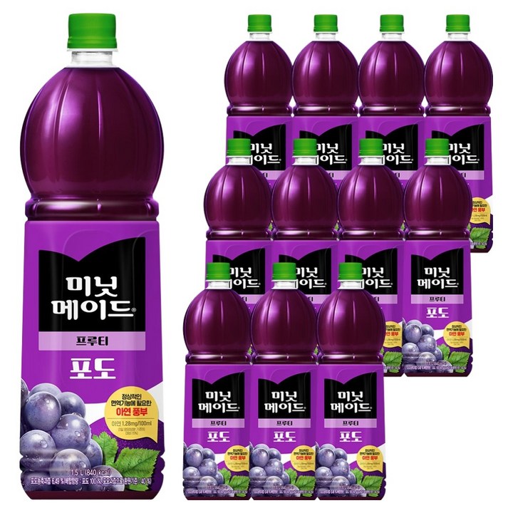 미닛메이드 프루티 포도 주스, 1.5L, 12개