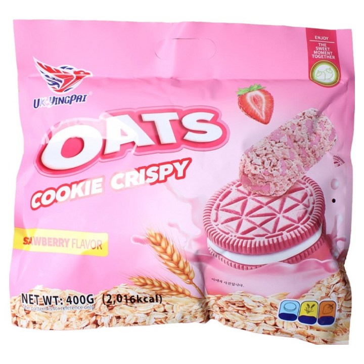 YINGPAI 오츠쿠키크리스피 딸기맛, 400g, 1개