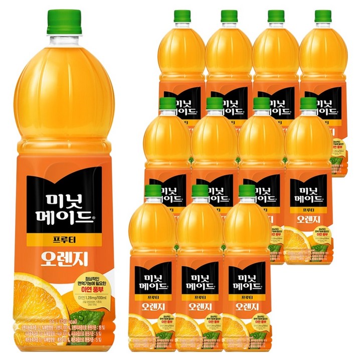 미닛메이드 프루티 오렌지 주스, 1.5L, 12개