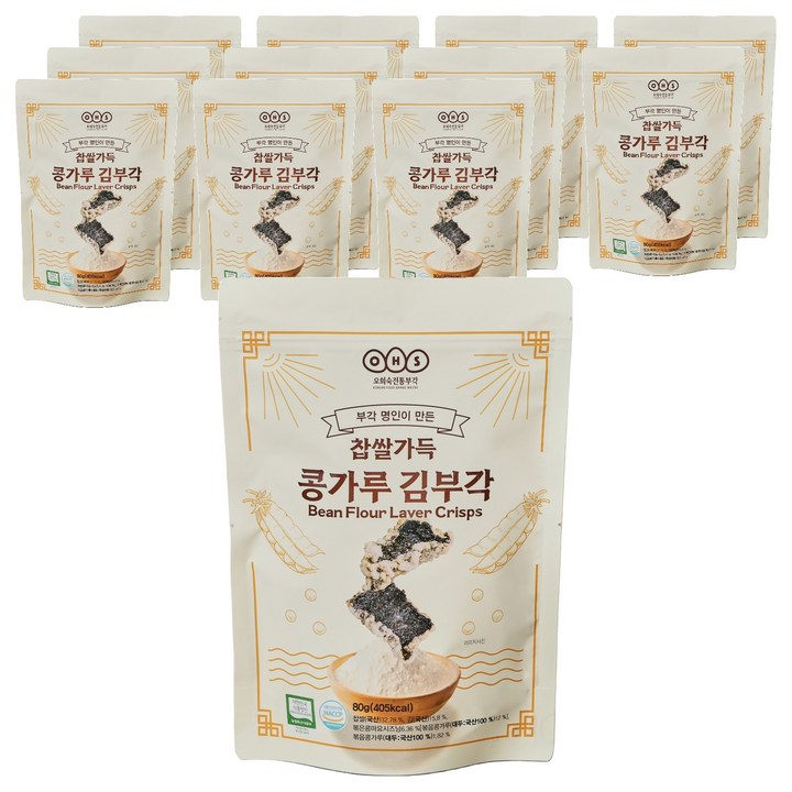 오희숙전통부각 콩가루 김부각, 12개, 80g