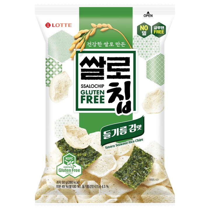 롯데웰푸드 쌀로칩 들기름 김맛, 50g, 1개