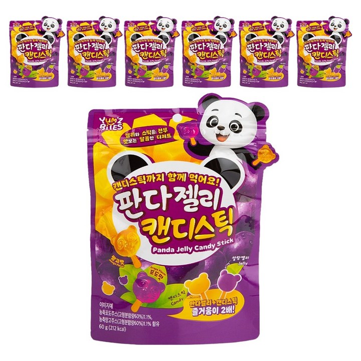 판다 젤리 캔디스틱, 7개, 60g