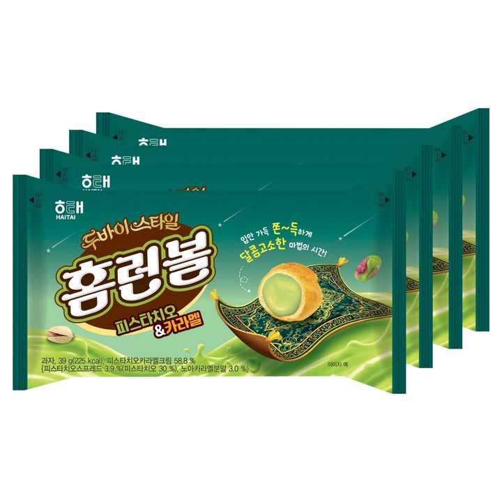 해태제과 홈런볼 피스타치오 & 카라멜, 39g, 4개