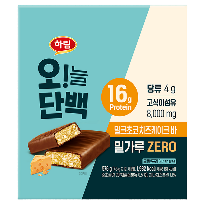 하림 오늘단백 밀크초코 치즈케이크 12p, 576g, 1개