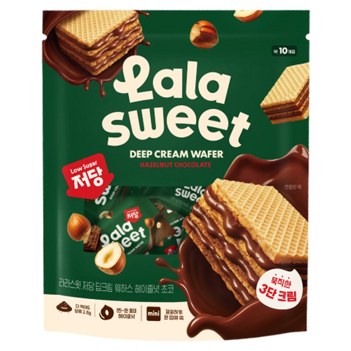 라라스윗 저당 웨하스 헤이즐넛 초코 10p, 1개, 80g