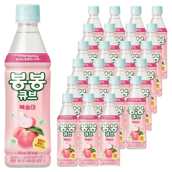 해태htb 봉봉 큐브 복숭아, 24개, 350ml