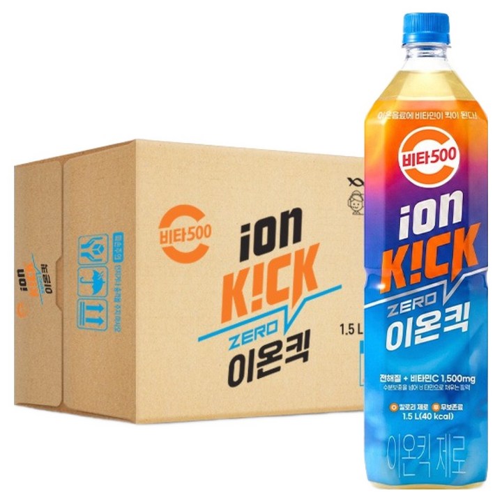 비타500 이온킥 제로 음료, 1.5L, 12개