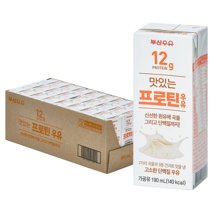 부산우유 맛있는 프로틴 음료, 24개, 190ml