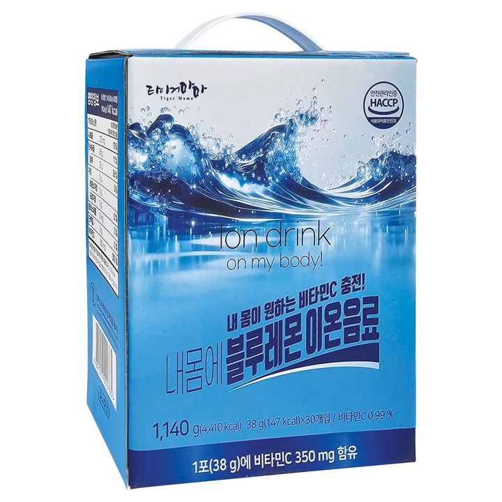 타이거마마 내몸에 블루레몬 이온음료, 30개, 38g