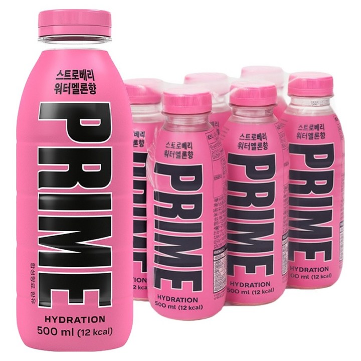 드링크프라임 하이드레이션 음료 스트로베리 워터멜론향, 6개, 500ml