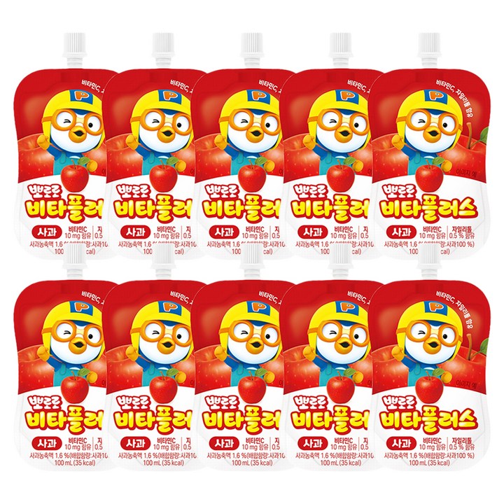 뽀로로 비타플러스 음료 사과, 10개, 100ml