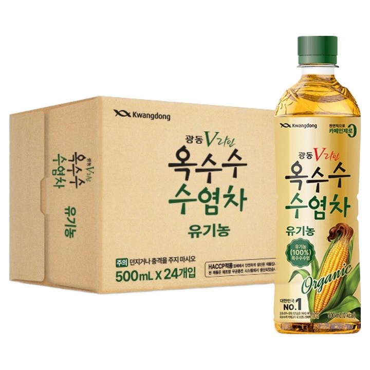 광동 V라인 유기농 옥수수수염차, 500ml, 24개