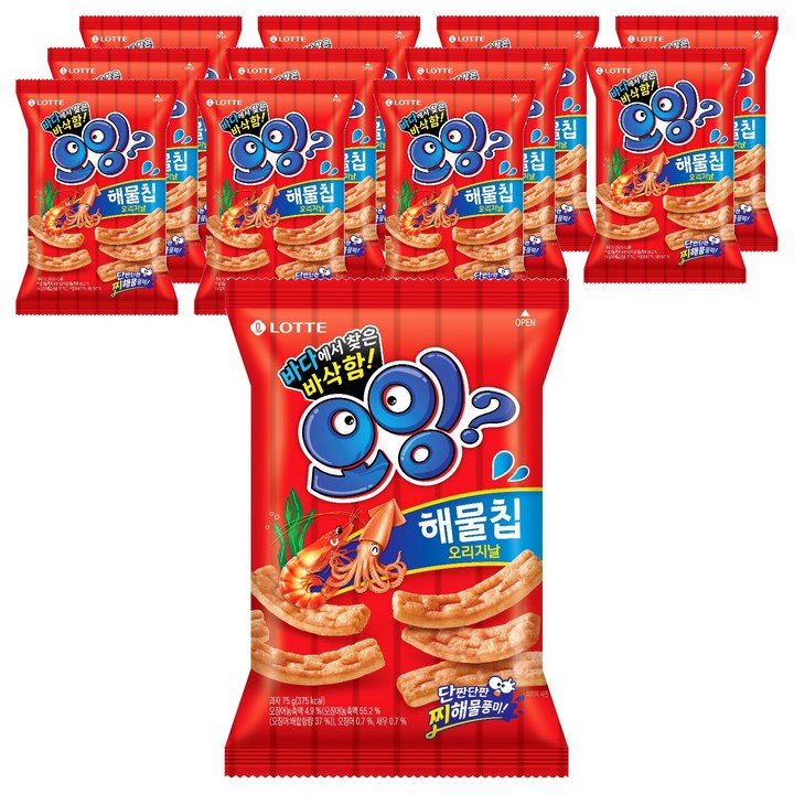 롯데웰푸드 오잉 해물칩 오리지날, 75g, 12개