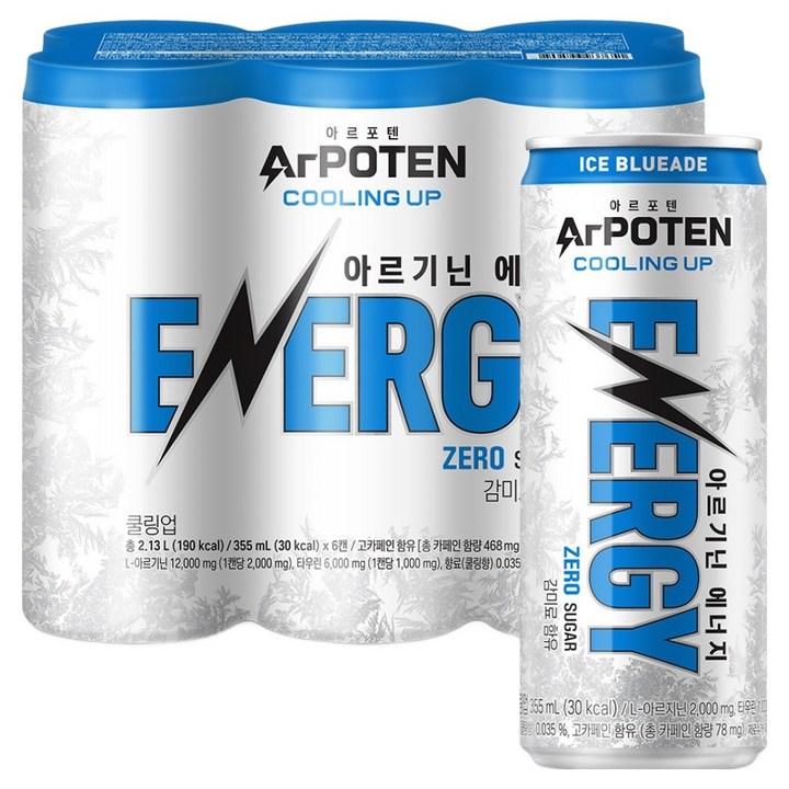 대상웰라이프 아르포텐 쿨링업 아르기닌 에너지드링크, 6개, 355ml