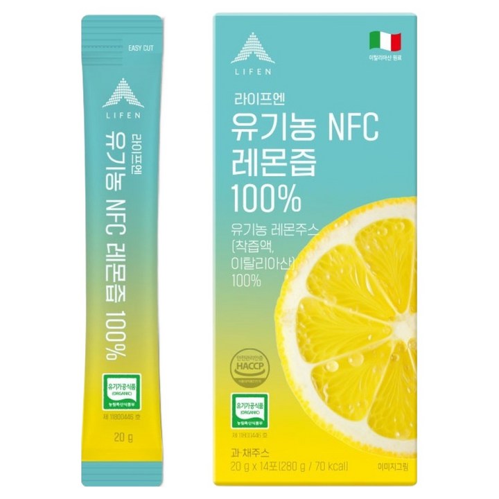 라이프엔 유기농 NFC 레몬즙 100%, 20g, 14개