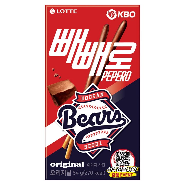 빼빼로 KBO 초코 두산 베어스, 54g, 1개