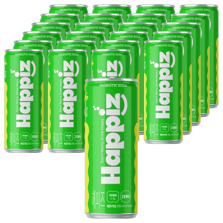 롯데칠성음료 해피즈 프리바이오틱 소다 레몬라임, 24개, 355ml