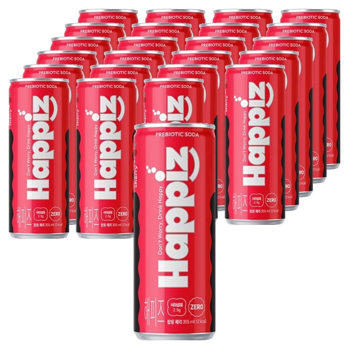 롯데칠성음료 해피즈 프리바이오틱 소다 팝핑체리, 24개, 355ml