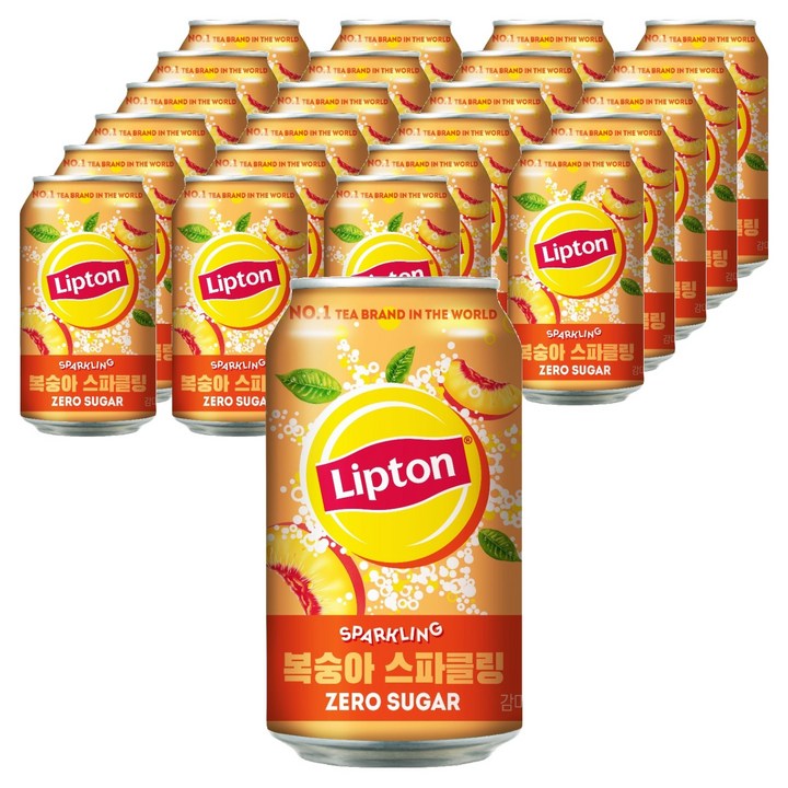 립톤 제로 복숭아 스파클링 음료, 355ml, 24개