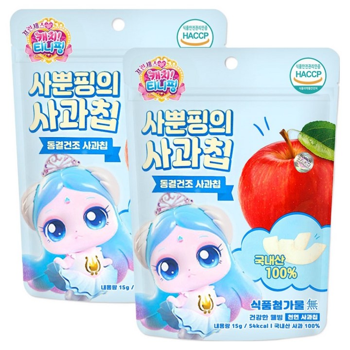 리더스인팜 프린세스 캐치티니핑 사뿐핑의 사과칩, 15g, 2개