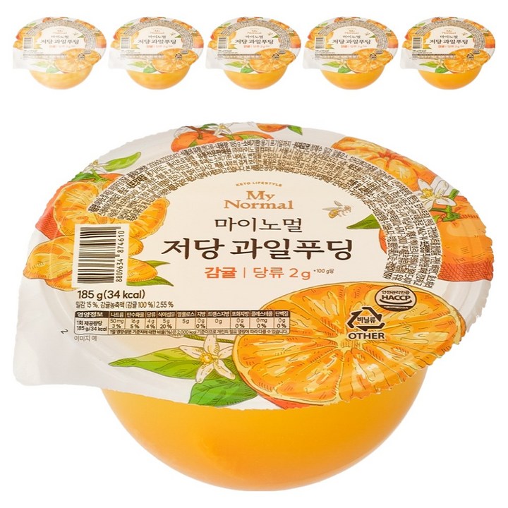 마이노멀 저당 과일푸딩 감귤, 185g, 6개
