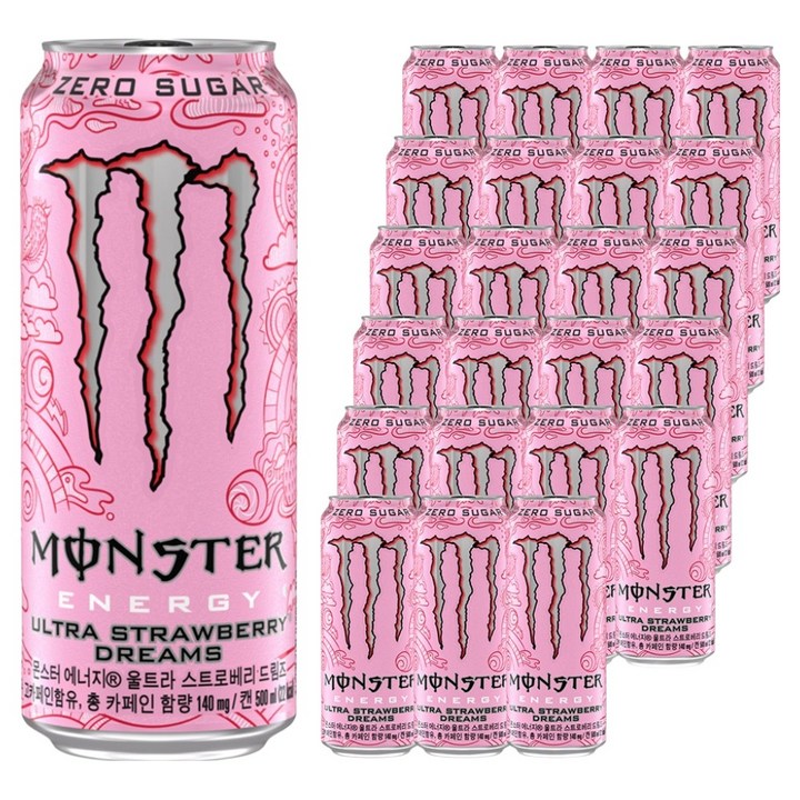 몬스터에너지 드링크 울트라 스트로베리 드림즈, 500ml, 24개