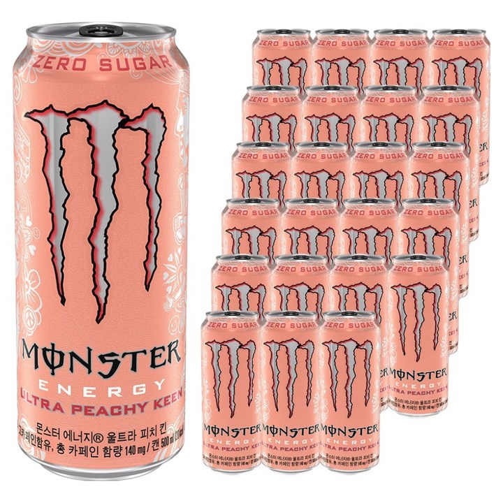 몬스터에너지 드링크 울트라 피치 킨, 500ml, 24개