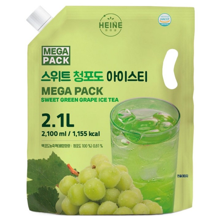 하이네 메가팩 스위트 청포도 아이스티, 1개, 2.1L