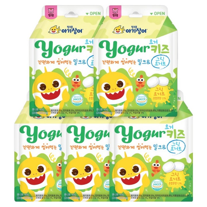핑크퐁 아기상어 요거키즈 밀크 & 그릭요거트, 40g, 5개, 요거트맛